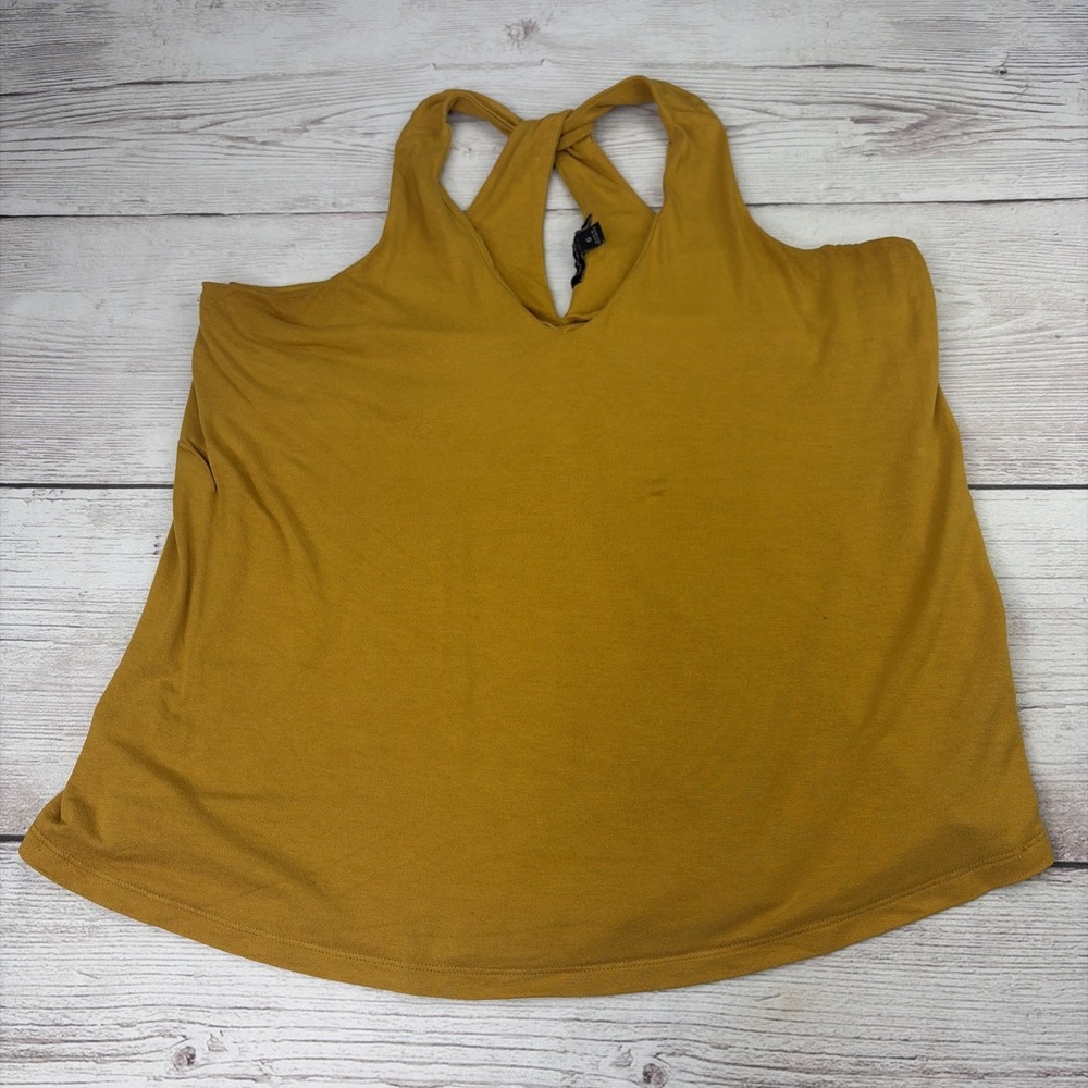 Banana Republic Women's S Sleeveless Yellow Keyhole Crossback Tank Top Lined